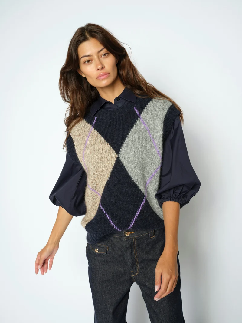 MMJENNINE Strickweste mit Argyle-Muster