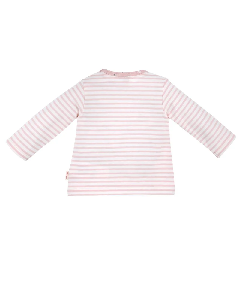BONDI Baby Mädchen Langarmshirt "Blumenbordüre" 93942 | Stripe Rose / Offwhite
