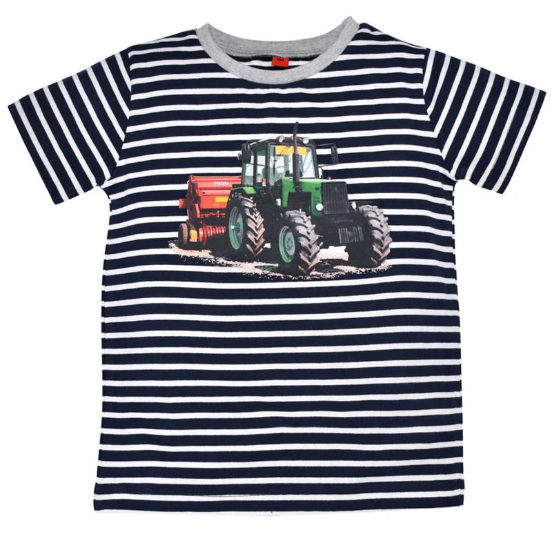 BONDI Jungen T-Shirt "Traktor" 33158 | Blau Weiß Gestreift