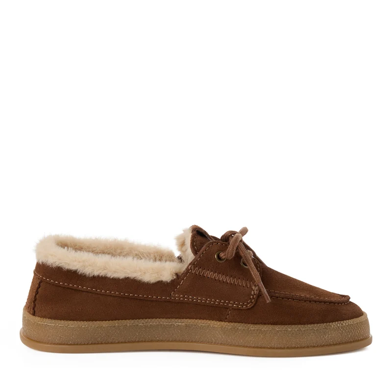 Mokassin-Slipper mit Fellfutter