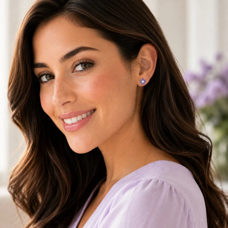 LUISIA® Ohrstecker "Blume" - 925 Sterling Silber | Lila