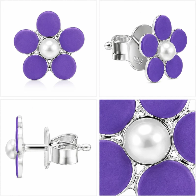 LUISIA® Ohrstecker "Blume" - 925 Sterling Silber | Lila