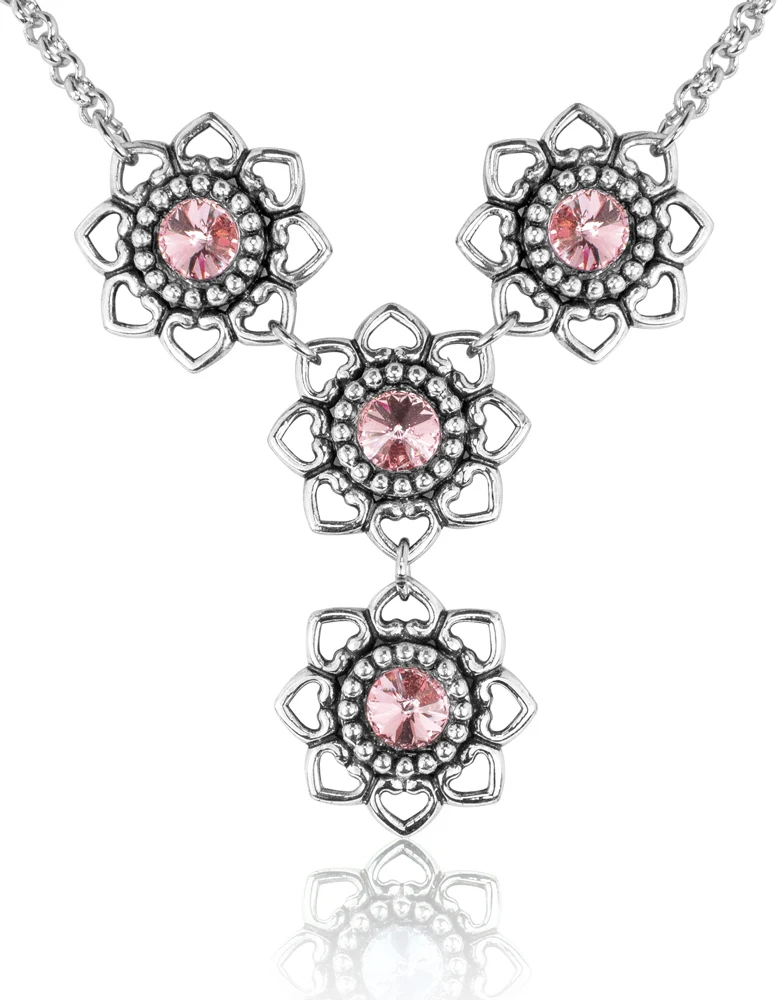 LUISIA Halskette Leandra mit Herzblüten - Rosa