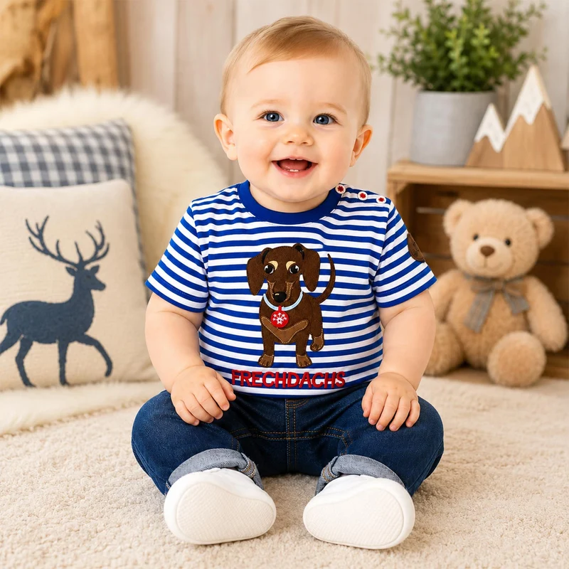 BONDI Jungen T-Shirt "Waldi" 91719 | Blau Weiß Gestreift