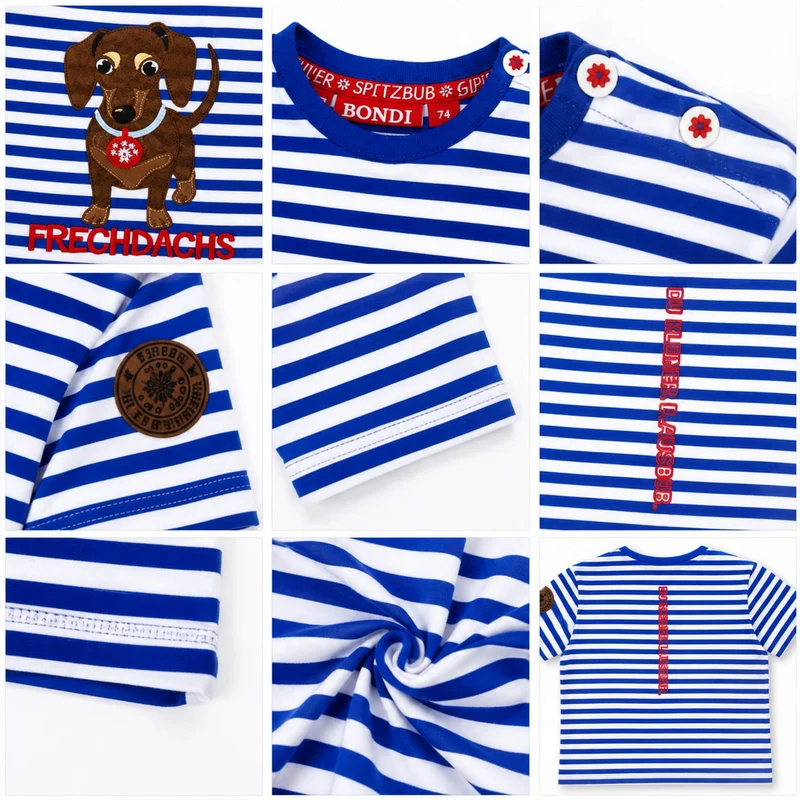 BONDI Jungen T-Shirt "Waldi" 91719 | Blau Weiß Gestreift