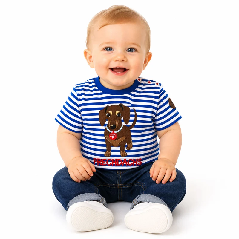 BONDI Jungen T-Shirt "Waldi" 91719 | Blau Weiß Gestreift