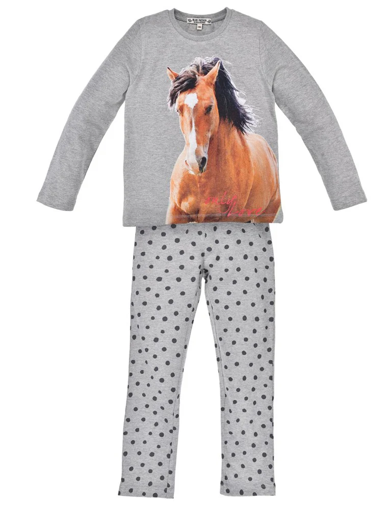BONDI Mädchen Pyjama "Only Love" 36220 | Grey Melange
