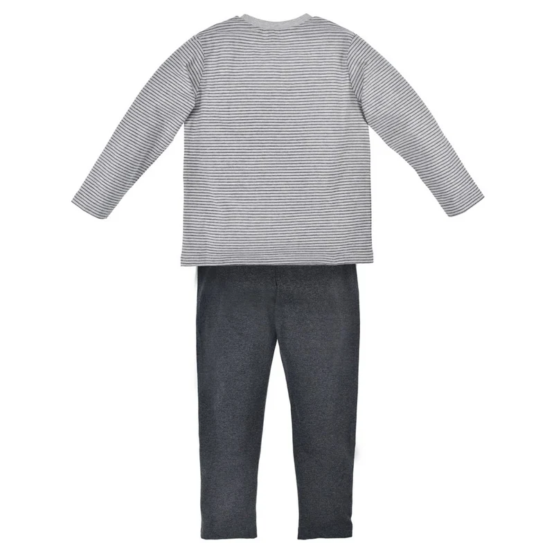BONDI Jungen Pyjama "Traktor" 33171 | Grau Melange
