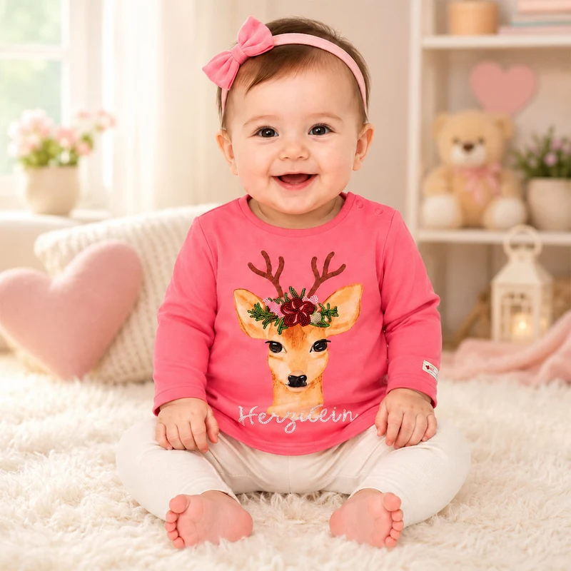 BONDI Baby Mädchen Langarmshirt "Herzlein" 86671 | Candy Rosa