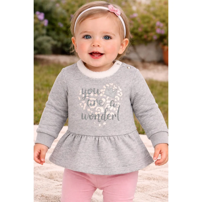 BONDI Baby Mädchen Sweatshirt "You are a Wonder" 86630 | Grey Melange