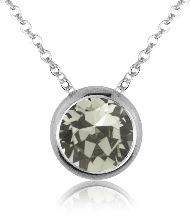 LUISIA® Halskette "Ciri" mit Premium Kristallen - 11 mm - Silber / Black Diamond