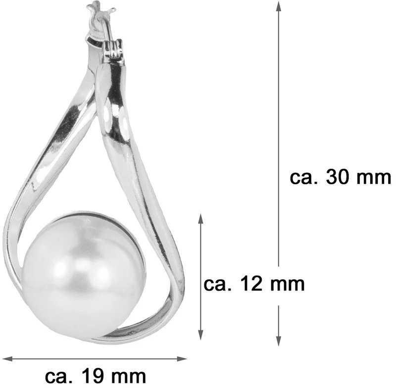 LUISIA® Geschwungene Ohrringe "Liora" mit Premium Perle - Silber / Light Grey Pearl