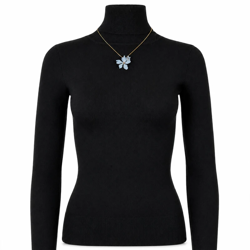 LUISIA® Halskette "Nelia" mit Blumen - 16 Karat vergoldet | Hellblau