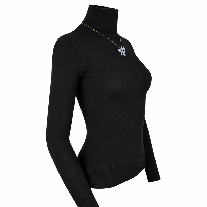 LUISIA® Halskette "Nelia" mit Blumen - 16 Karat vergoldet | Hellblau
