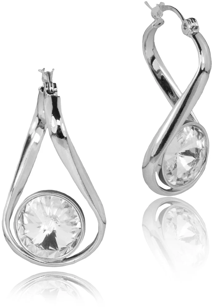 LUISIA® Geschwungene Ohrringe "Alea" mit Premium Kristall - Silber / Crystal