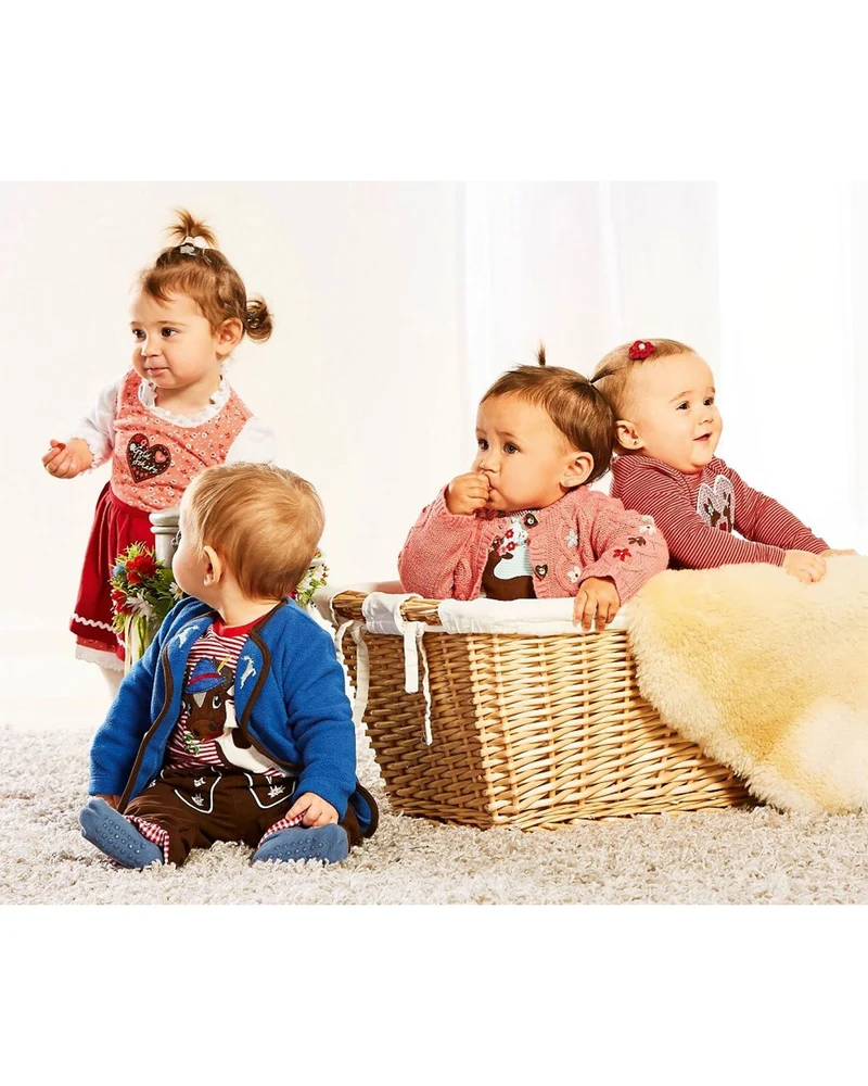 BONDI Jungen Baby Strickmütze "Gipfelkraxler" mit Bommeln 91334 - Braun