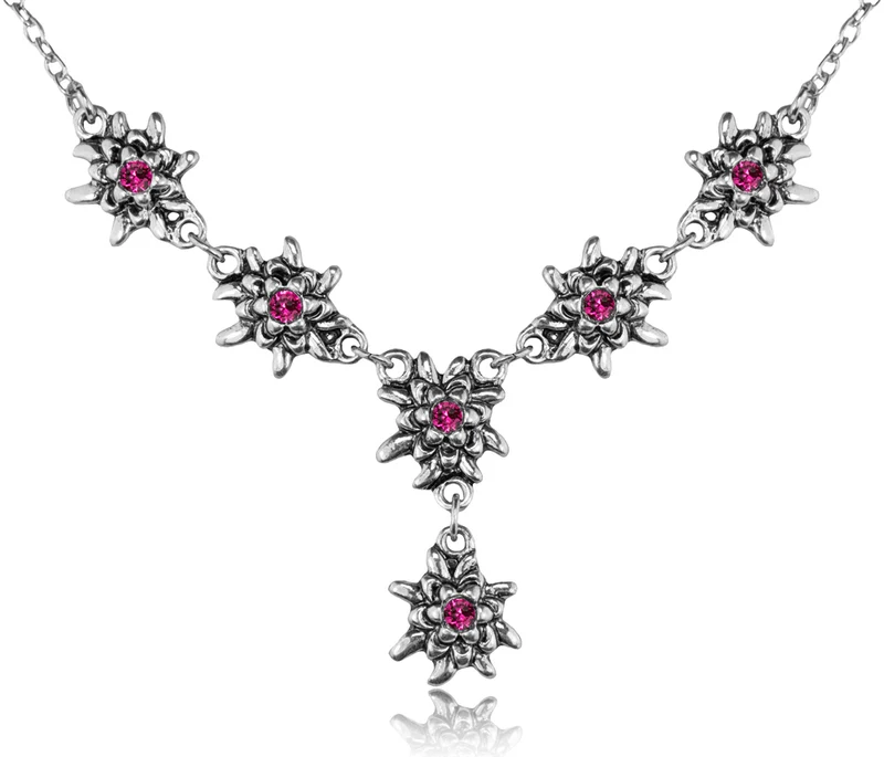 LUISIA® Edelweiß Collier "Emilia" mit Premium Kristallen | Fuchsia / Pink