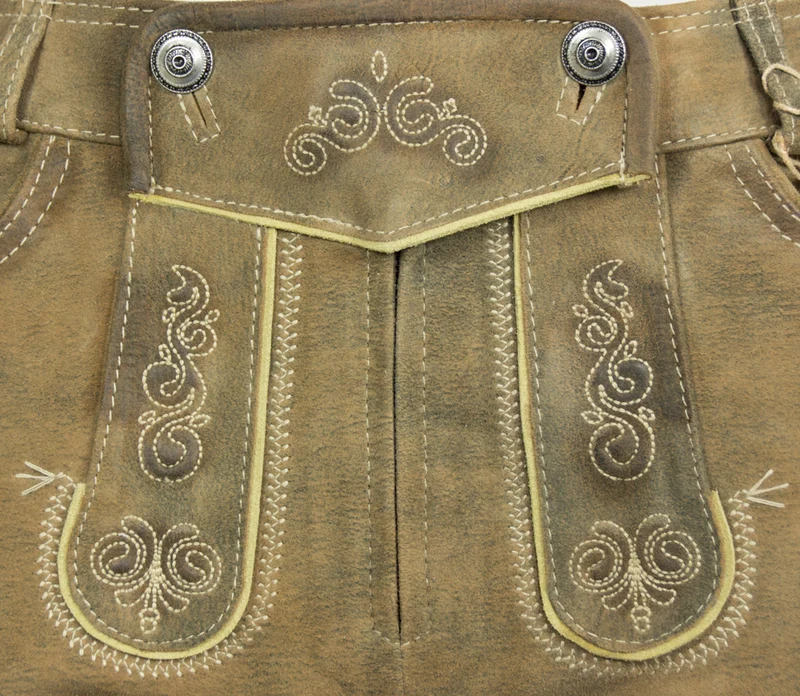 Maddox Kurze Damen Lederhose Elsa - Hellbraun Antik Buche