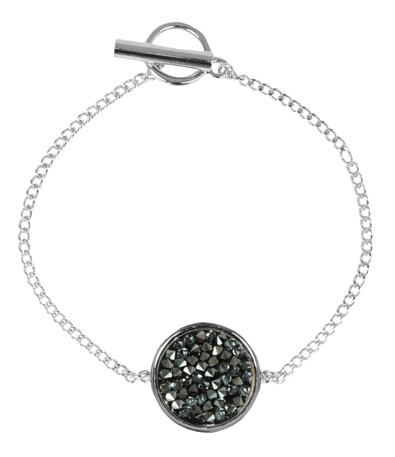 LUISIA® Silbernes Damen Armband mit schwarzen Premium Kristallen