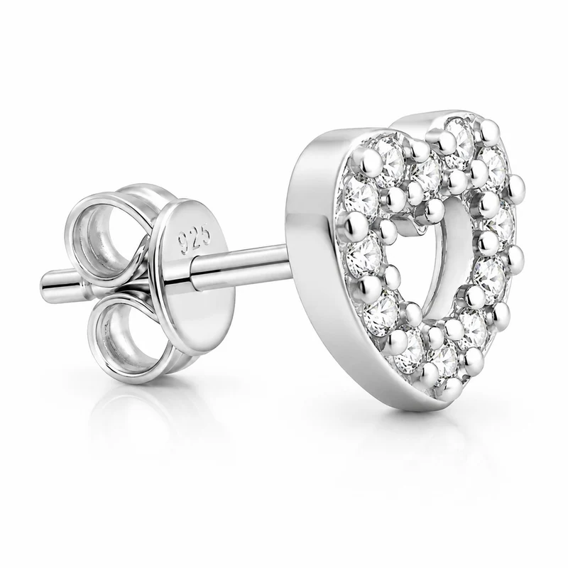 LUISIA® Ohrstecker "Herz mit Zirkonia" - 925 Sterling Silber