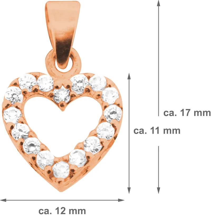LUISIA Kettenanhänger Herz mit Zirkonia - 925 Sterling Silber Roségold