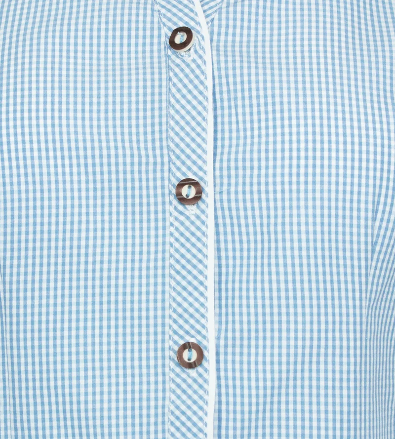 Maddox Damen Langarm Trachtenbluse Innsbruck - Hellblau Sky