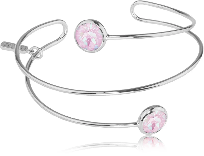 LUISIA® Spiral Armreif "Fjella" mit zwei Premium Kristallen - Silber / Lavender Delite