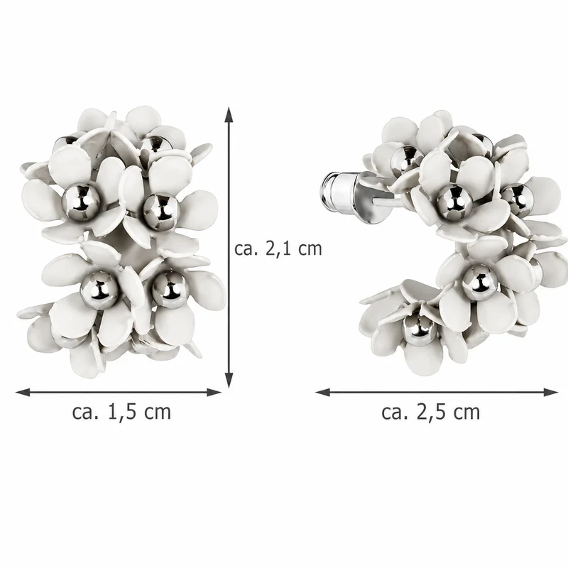 LUISIA® Halb Creolen Ohrstecker "Mia" mit Blüten | Sand