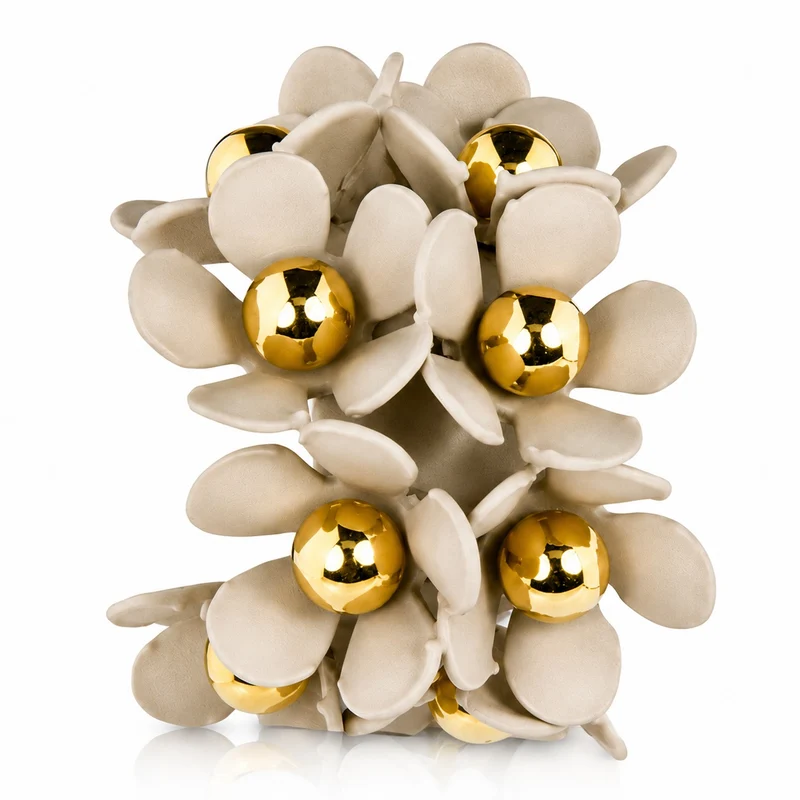 LUISIA® Halb Creolen Ohrstecker "Mia" mit Blüten | Sand