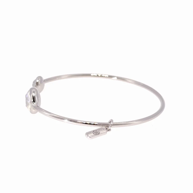 LUISIA® Einreihiger Armreif "Fjella" mit zwei Premium Kristallen - Silber / Light Grey Delite