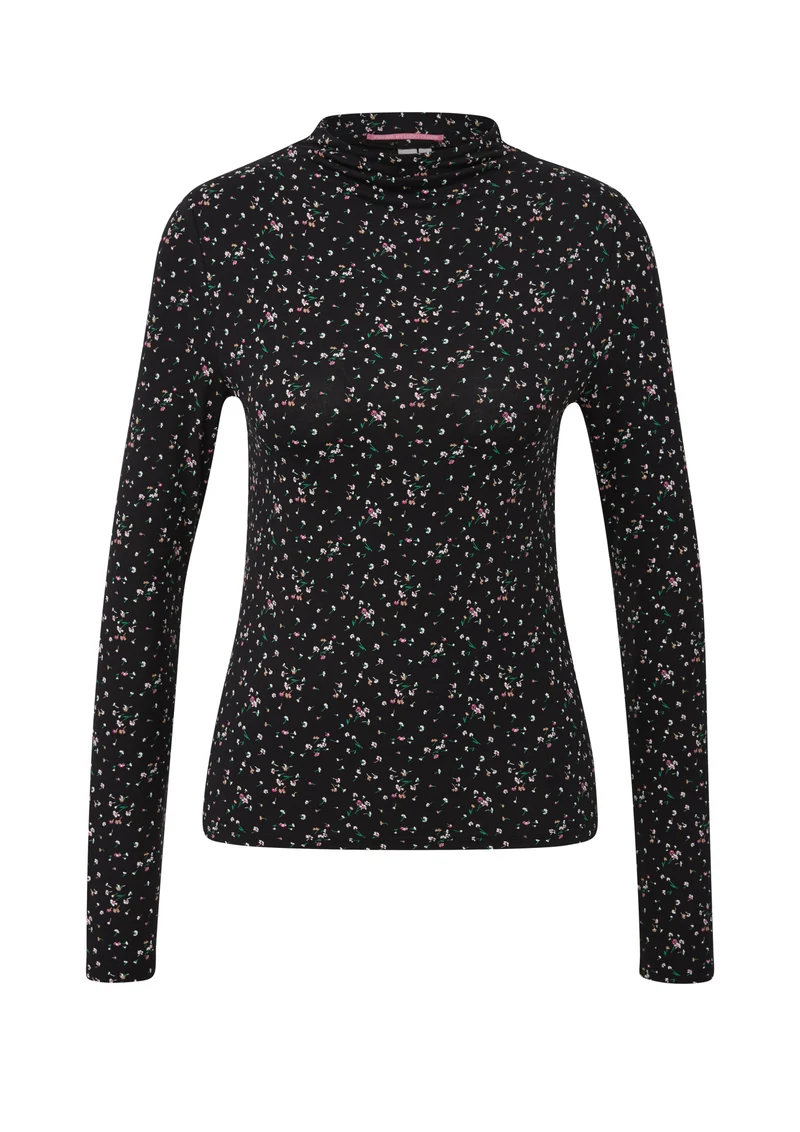 Schmales Viskose-Shirt mit Blumenprint