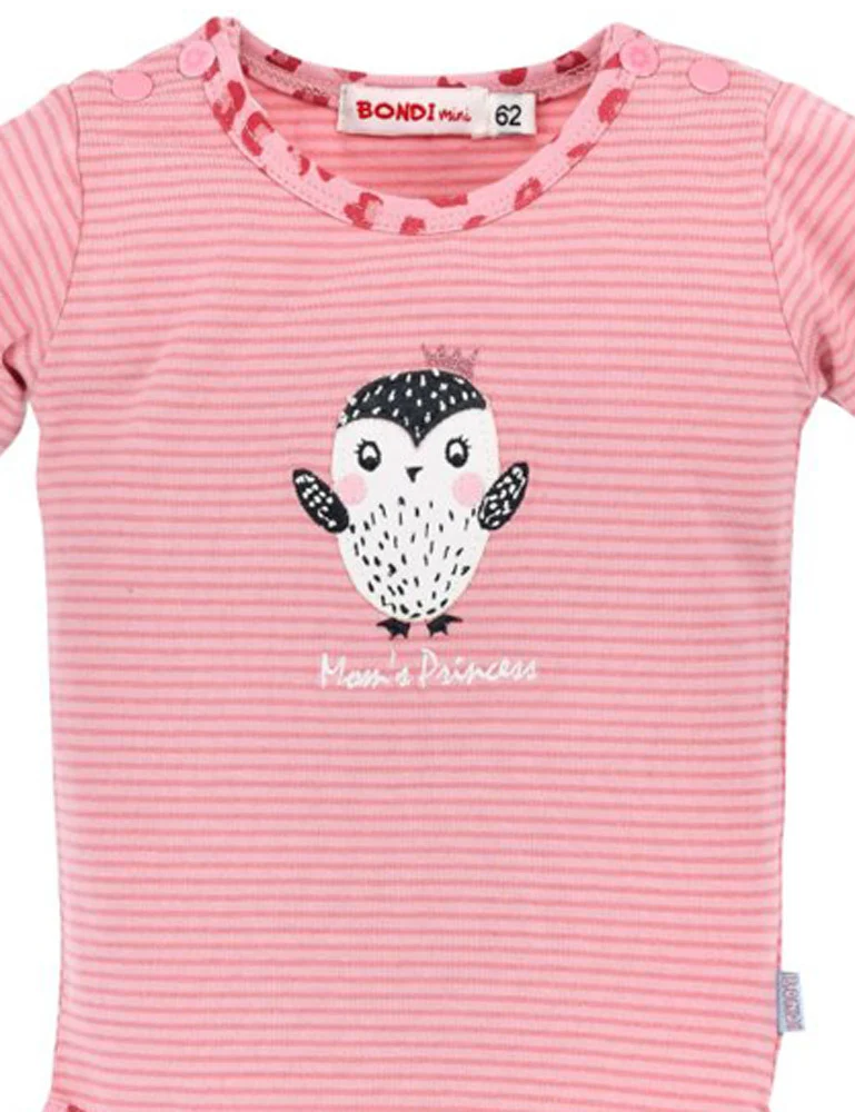 BONDI Baby Langarmbody "Mom's Princess" geringelt 86514 | Rosa