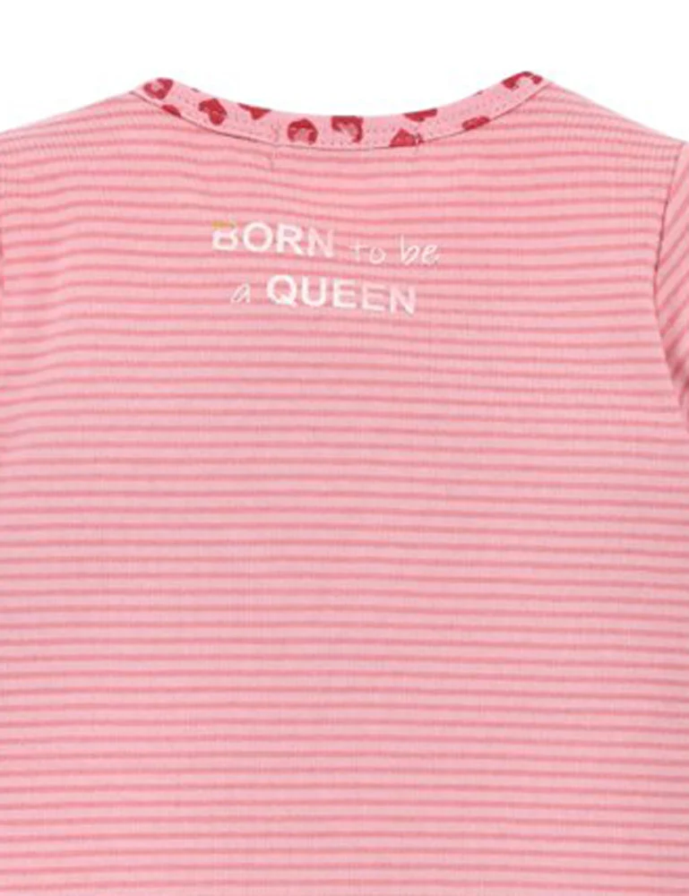 BONDI Baby Langarmbody "Mom's Princess" geringelt 86514 | Rosa