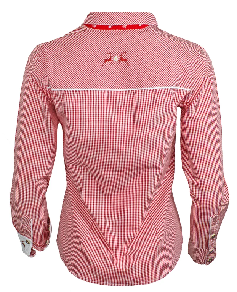 Maddox Damen Langarm Trachtenbluse Innsbruck - Rot
