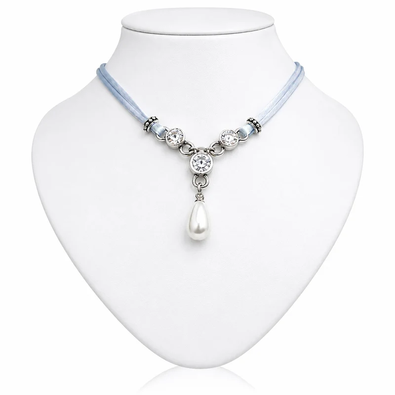 LUISIA® Halskette "Cami" mit Kristallen von Swarovski® und Perle | Hellblau