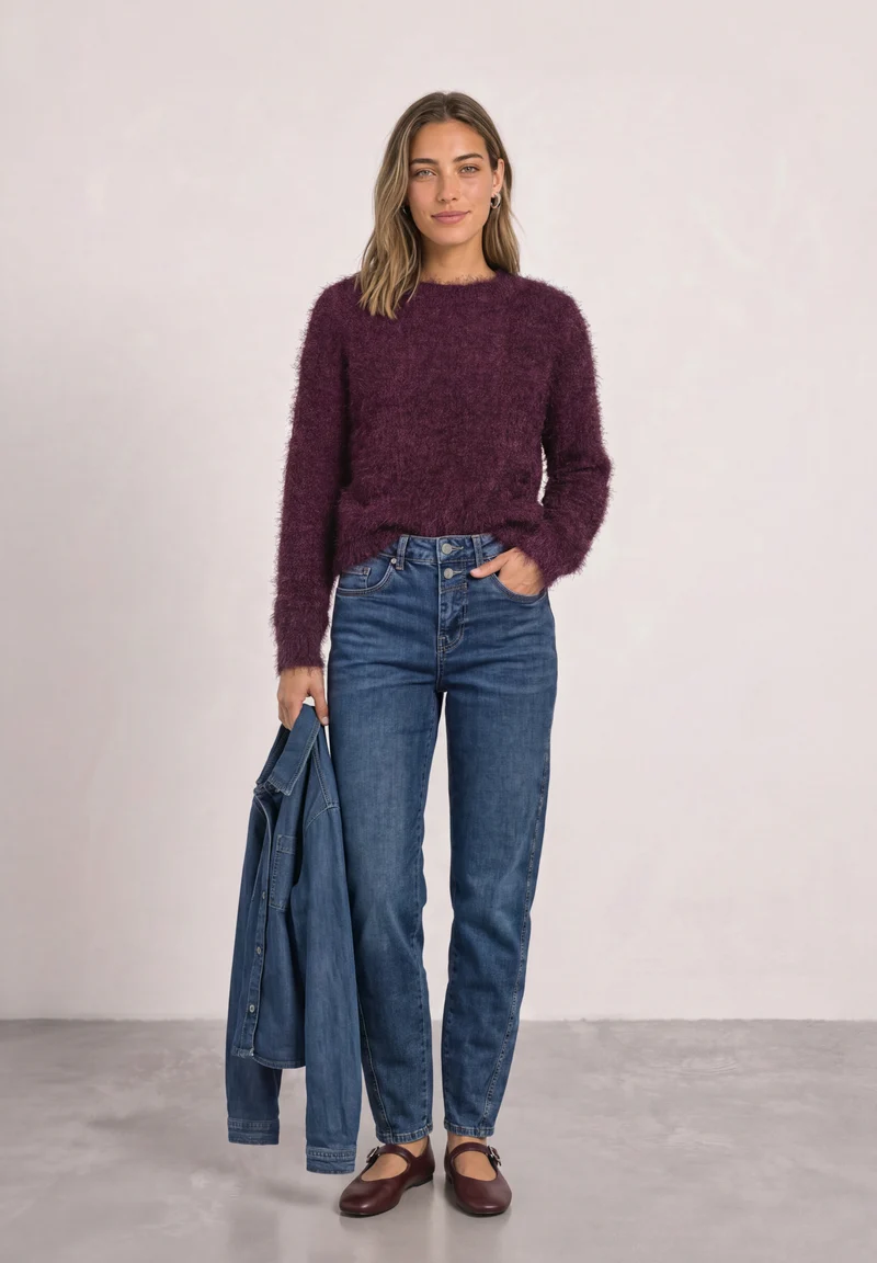 Pullover mit weicher Fransenstruktur
