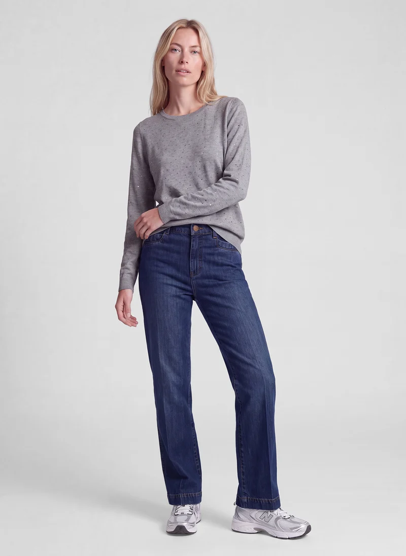 SUNSET VALLEY Feinstrick-Pullover mit Strass