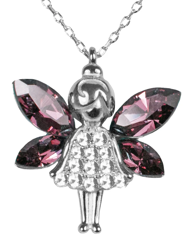 LUISIA® Kette mit Anhänger "Elfe" 42 cm | Altrosa - 925er Silber mit Zirkonia