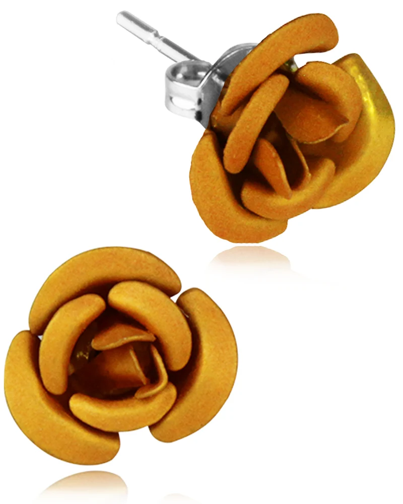 Ohrstecker "Amara" mit bunten Rosen 47958 | Braun - Ohrringe