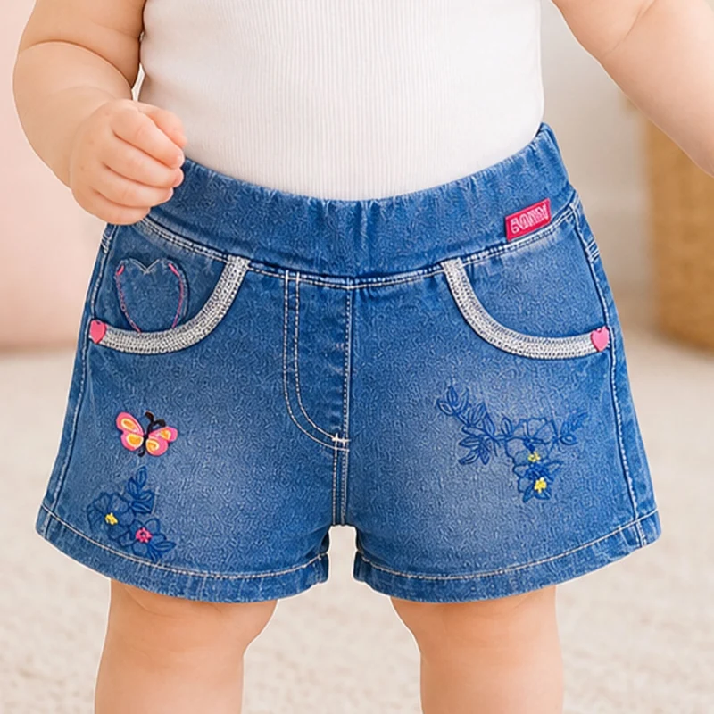 BONDI Baby Kinder Jeansshorts "Butterfly"- Blau 86584 | Kurze Jeans