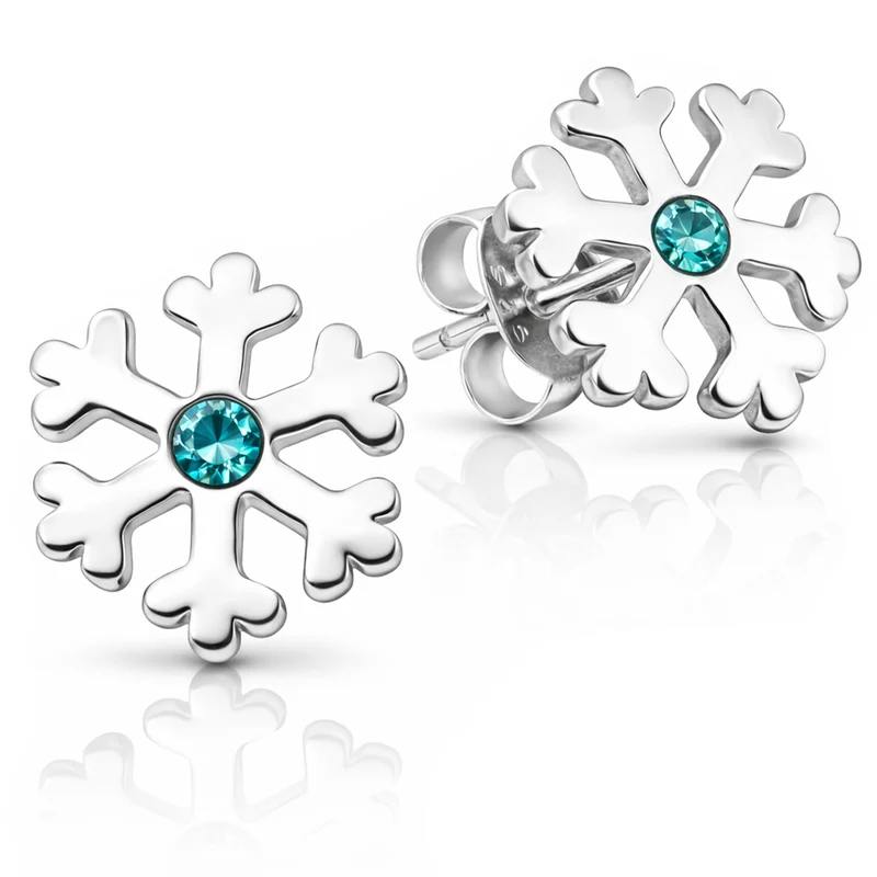 LUISIA Ohrstecker Schneeflocke mit Premium Kristallen - 925 Sterling Silber | Blau
