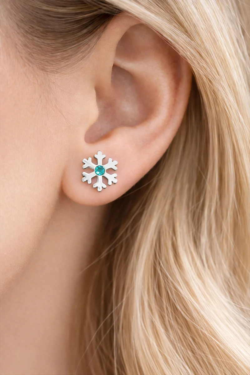 LUISIA Ohrstecker Schneeflocke mit Premium Kristallen - 925 Sterling Silber | Blau