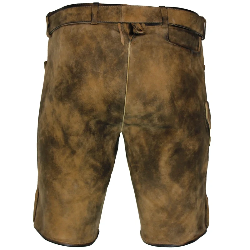 MADDOX Kurze Herren Lederhose "Brienz" mit Gürtel | Nappato Camel