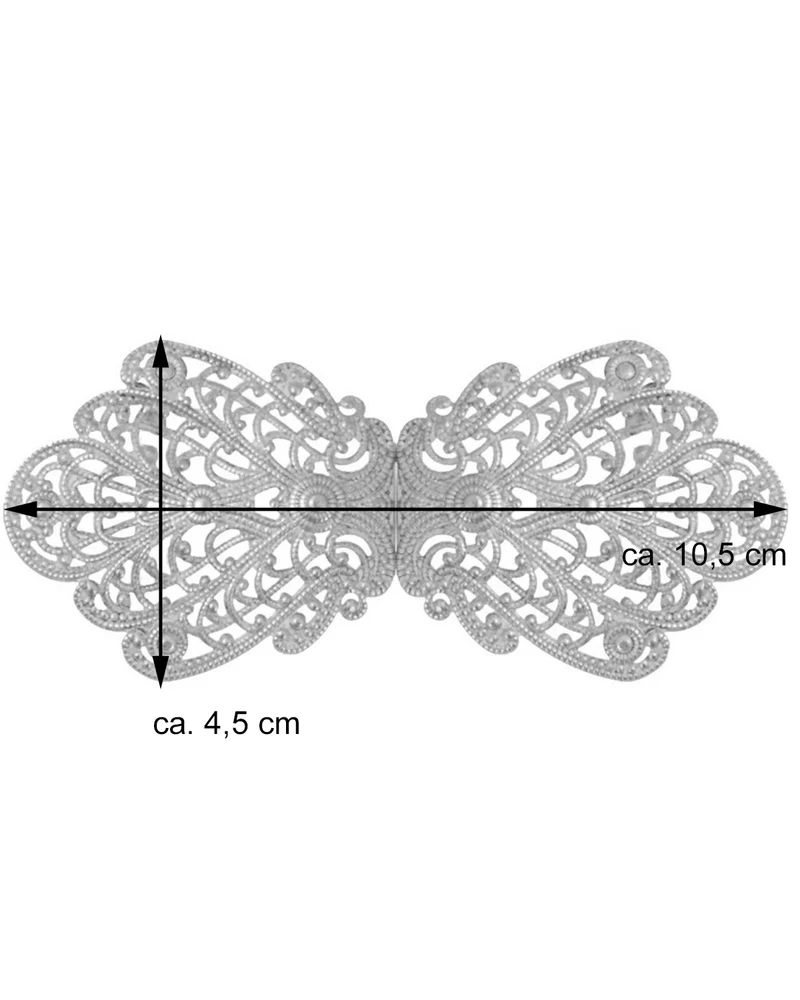 Dirndlschürzenschließe "Alika" mit Ornamentmuster 51486 - Stegbreite 3 cm | Anthrazit