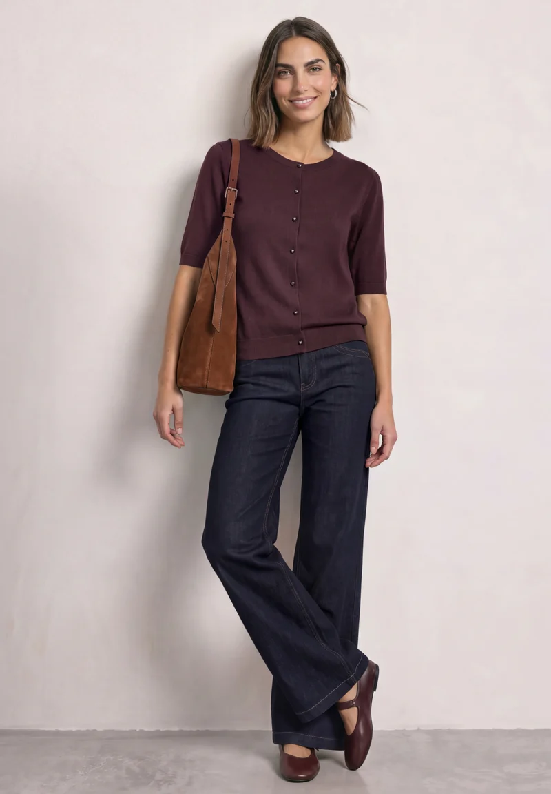 Kurzarm Cardigan mit Knöpfen