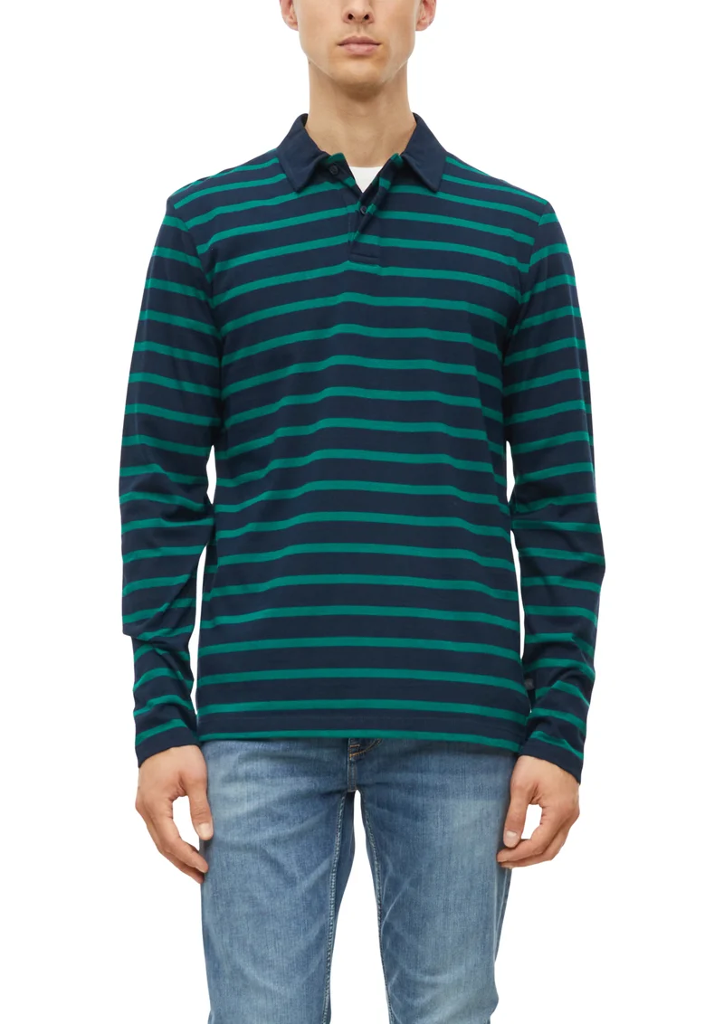 Ringel-Poloshirt mit Knopfleiste
