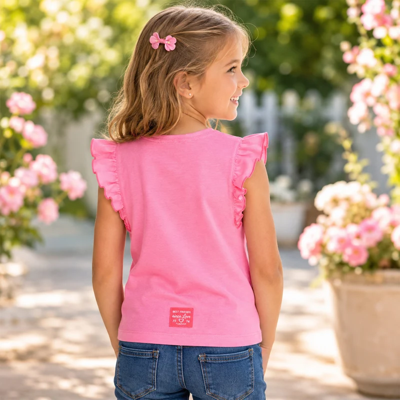 BONDI T-Shirt "Friends" mit Flügelärmel 36202 - Rosa | Mädchen Kurzarmshirt