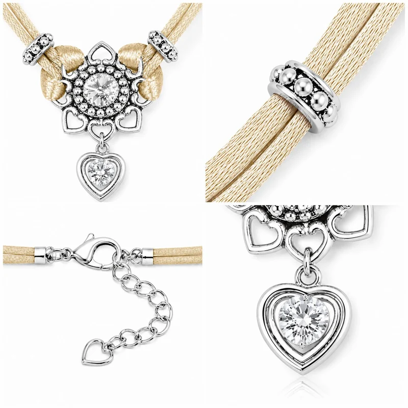 LUISIA® Halskette "Chiara" Herzblüte - Kristalle von Swarovski® | Taupe