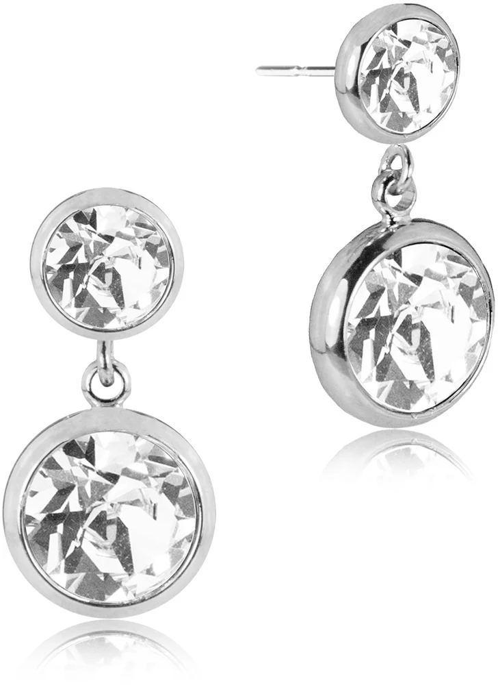 LUISIA® Ohrringe "Fjella" mit zwei Premium Kristallen - Silber / Crystal