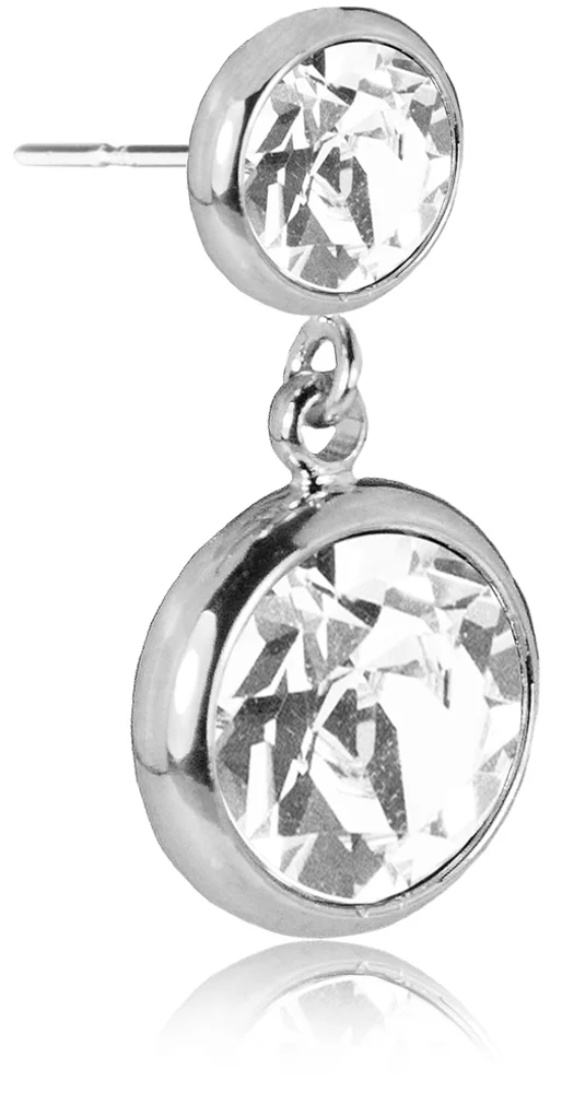 LUISIA® Ohrringe "Fjella" mit zwei Premium Kristallen - Silber / Crystal